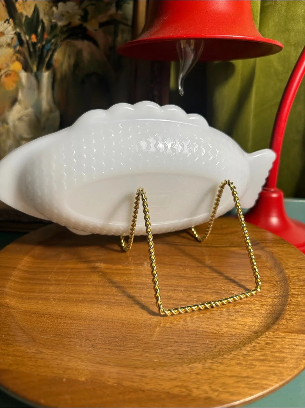 Vintage Glasbake Milk Glass Fish Dish Made In USA
